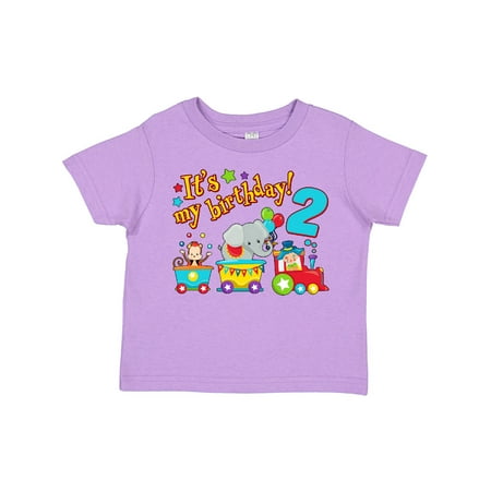 

Inktastic Its My Birthday- Circus Train 2nd Birthday Gift Toddler Boy or Toddler Girl T-Shirt