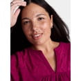 thumbnail image 4 of Terra & Sky Women's Plus Eyelet Yoke Top with Short Puff Sleeves, Sizes 0X-5X, 4 of 5
