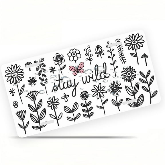 License Plate, Wildflower Encouragement Decorative Front,Personalized Stainless Steel License Plate Cover For Men Women,12.2" X 6.2"