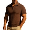 thumbnail image 2 of Fnnxeal Mens Polo Shirts Casual Summer Collared Short Sleeve Zipper Solid Polo Coffee Shirts for Men Size XL, 2 of 6