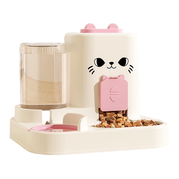 Koiauber Cat Dog Feeder Water Dispenser 1.8L Food Feeder 0.8L Water Dispenser with Sealed Lid Small Pet Feeder Bowl for Cats And Small Dogs