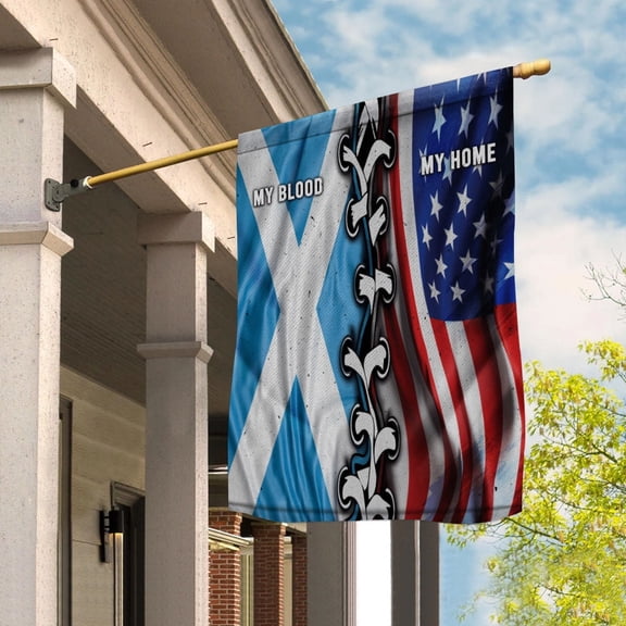Flags-Scottish American My Home My Blood Flag Scottish Part House Flag, Double-Sided Decorative Outdoor Flag, Patriotic Polyester Yard Flag 29.5 x 39.5 in
