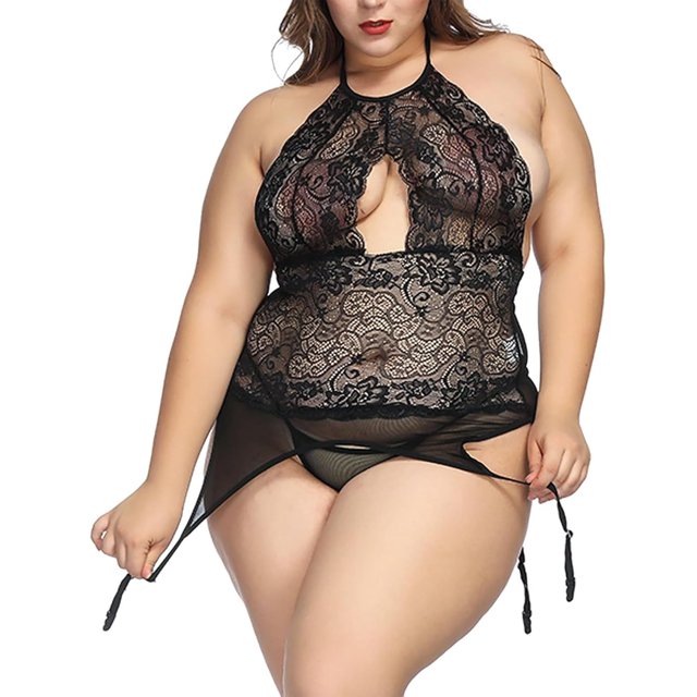 XmhyTop Lencería Mujer Sexy Encaje Talla Grande 6XL Negro, Conjunto Erótico para Noches Especiales