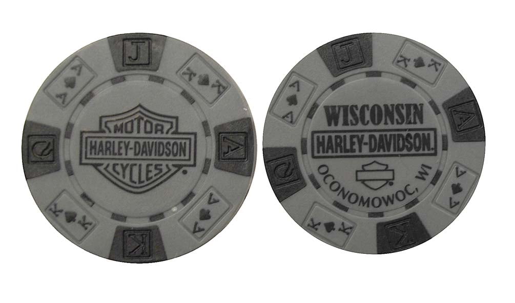 HarleyDavidson Wisconsin HarleyDavidson Poker Chip Gray & Black CHIP