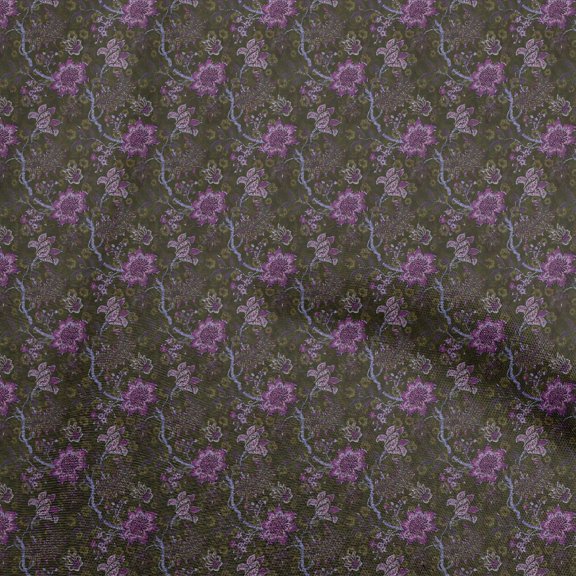 oneOone Viscose Jersey Dark Olive Green Fabric Batik Sewing Material Print Fabric By The Yard 60 Inch Wide