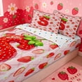 thumbnail image 3 of meiyoeat Strawberry Letter S Zipper Twin Comforter Sets with Fitted Sheet and 2 Pillowcases for Kids, Princess Buffalo Zipper Bedding Set for Bedroom, Pink, Polkadot Reversible, 4-Piece, 3 of 6