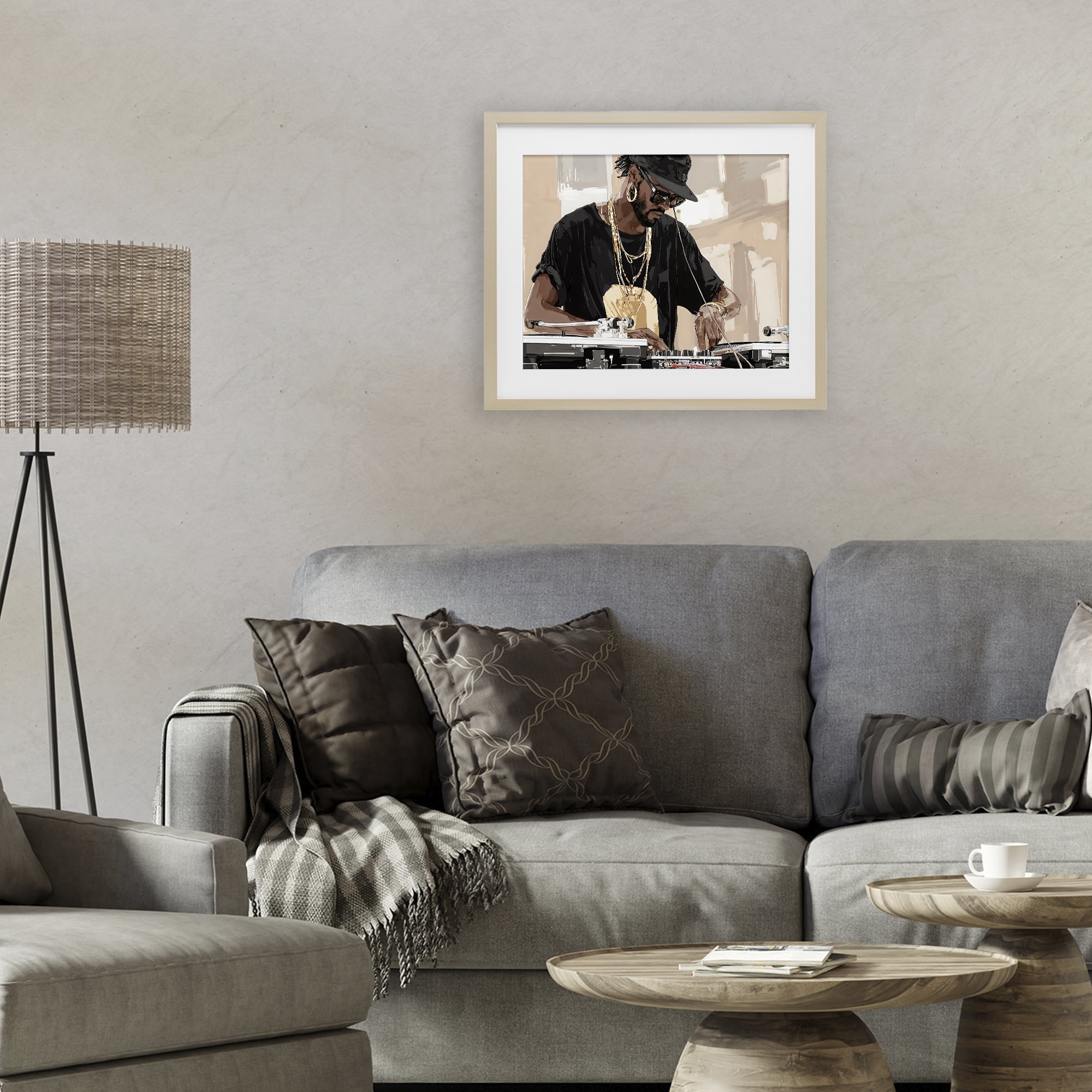 Stupell Industries Timeless DJ with Urban Rhythm Birch Framed Print Under Glass, design by Franklyn Gregory