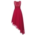 thumbnail image 2 of Zaldita Kids Girls Sequins Lace Junior Bridesmaid Dresses High-Low Chiffon Wedding Party Formal Gown Burgundy 8, 2 of 7