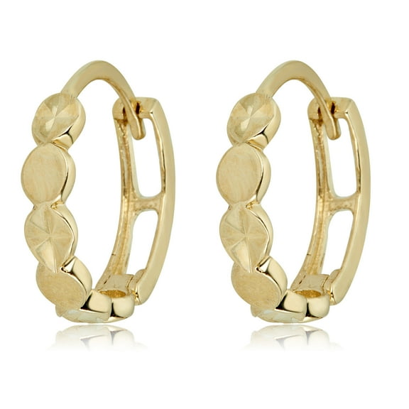 AVORA 10K Yellow Gold Fancy Huggie Hoop Earrings