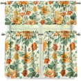 thumbnail image 3 of Yellow Floral 3 Pieces Kitchen Curtains and Valances Set Rod Pocket Tier Curtains Decor Curtains for Living Room Bedroom Bathroom, Easy to Install Curtain for Kitchen Window, 3 of 5