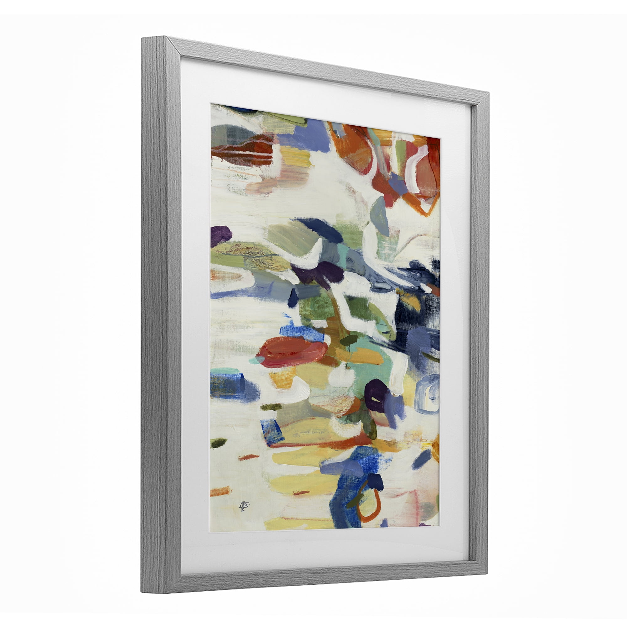 Stupell Industries Primary Hued Abstraction Gray Framed Print Under Glass, design by Lisa Ridgers