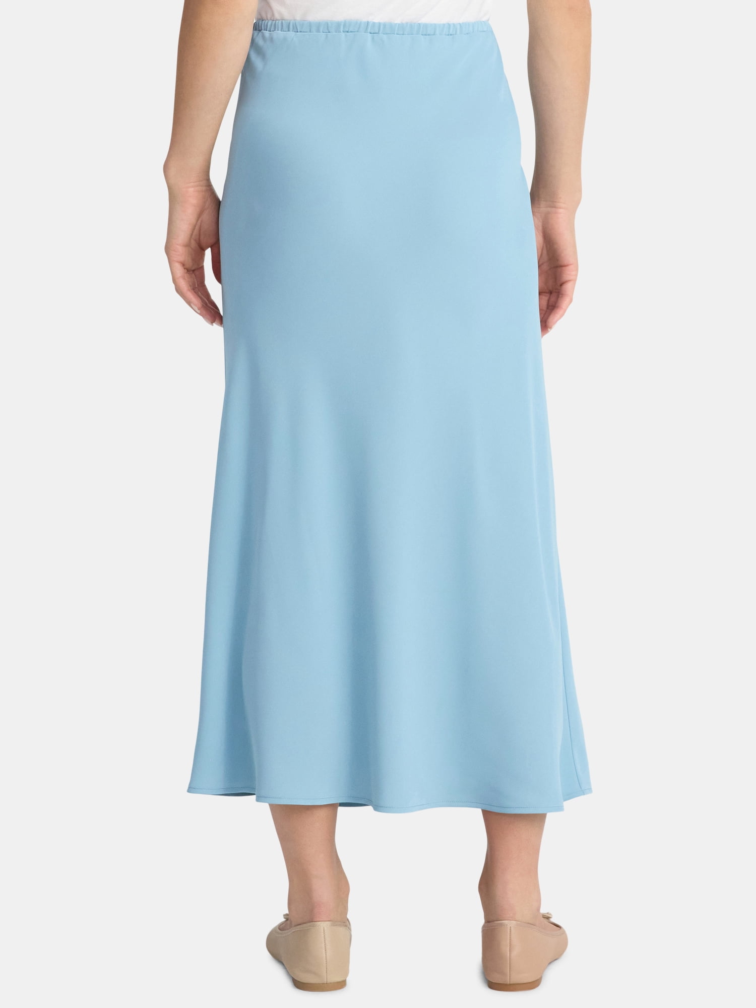 Time and Tru Women's Midi Pull On Slip Skirt, Sizes XS-XXXL