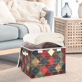 thumbnail image 3 of Yayeee Collapsible Storage Bin with Lid Fabric Closet Decorative Basket with Handles, Dark Tartan Pattern, 3 of 7