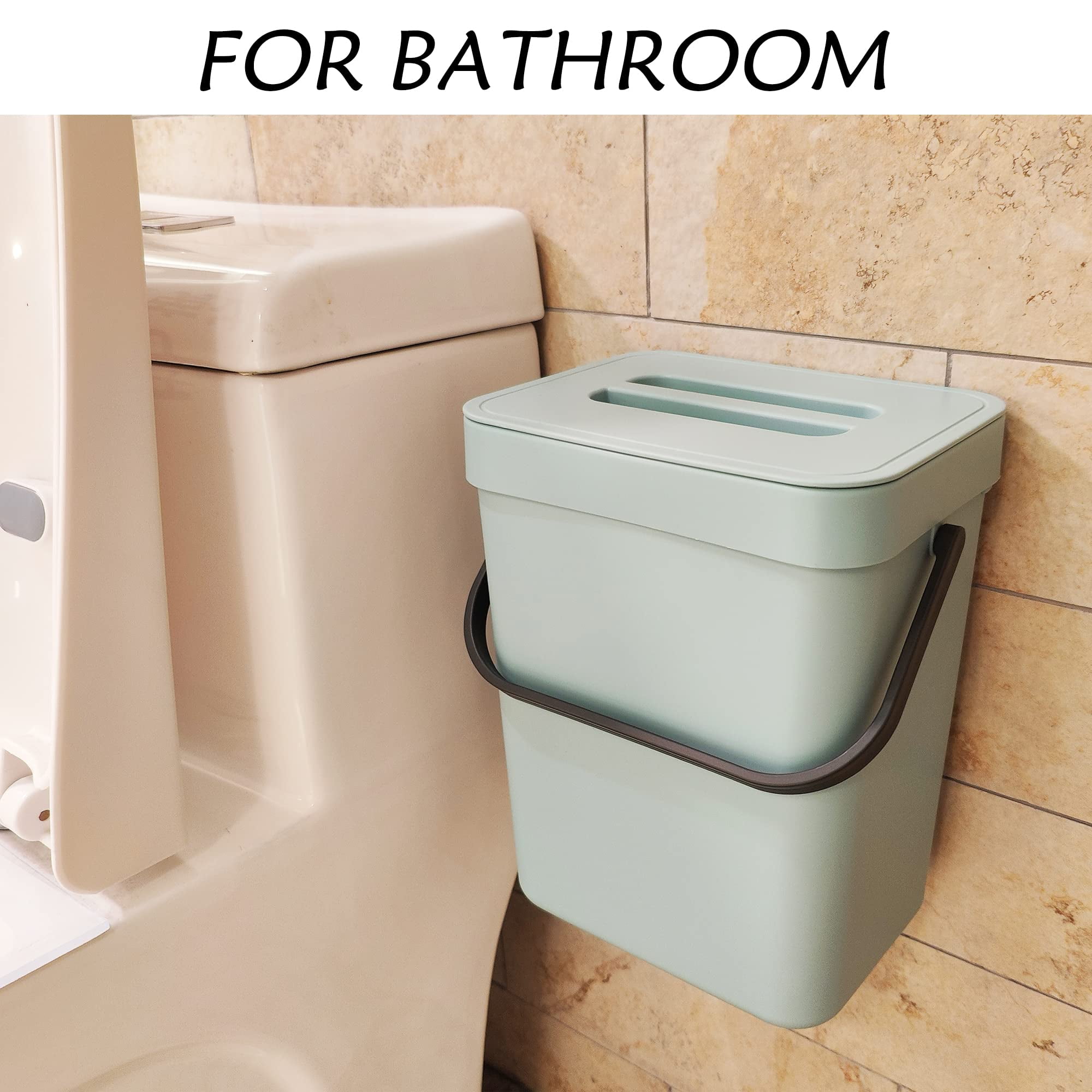 Stonespace Under Sink Trash Can,Kitchen Compost Bin, Diaper Pail, 3.2 Gallon/12L Hanging Garbage Can for Baby Crib/Bathroom/Cupboard, Plastic Food Waste Bin,1 Pack Black