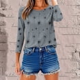 thumbnail image 6 of Guieoi Tops for Women Plus Size Womens Ladies' 3/4 Sleeve Flowers Printed Round Neck Long Sleeve Round Neck Top/Shirt Gray, 6 of 9