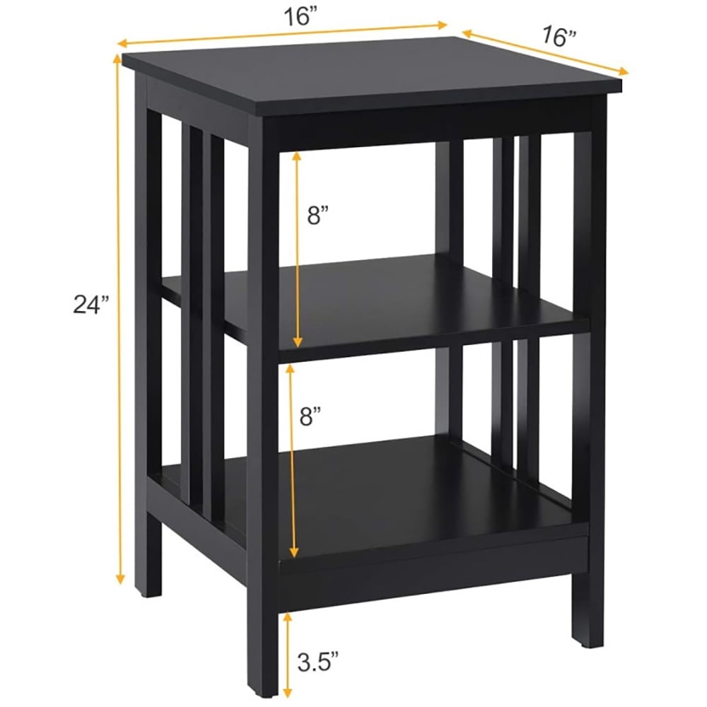 Finihen End Side Table, Nightstand, 2 Pieces 3-Tier Nightstand with Reinforced Bars and Stable Structure, Sofa Side Table, Bed Side Table, for Living Room, Bedroom, Black Finihen End Side Table, Nightstand, 2 Pieces 3-Tier Nightstand with Reinforced Bars and Stable Structure, Sofa Side Table, Bed Side Table, for Living Room, Bedroom, Black