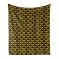 thumbnail image 1 of Yellow Damask Soft Flannel Fleece Throw Blanket, Renaissance Pattern Inspired Wave Shaped Leaves, Cozy Plush for Indoor and Outdoor Use, 50" x 70", Dark Green Yellow, by Ambesonne, 1 of 6