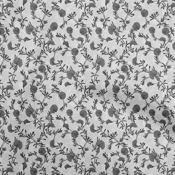 oneOone Polyester Spandex Gray Fabric Floral Diy Clothing Quilting Fabric Print Fabric By Yard 56 Inch Wide