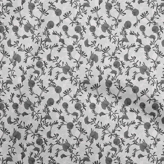oneOone Cotton Jersey Gray Fabric Floral Quilting Supplies Print Sewing Fabric By The Yard 58 Inch Wide