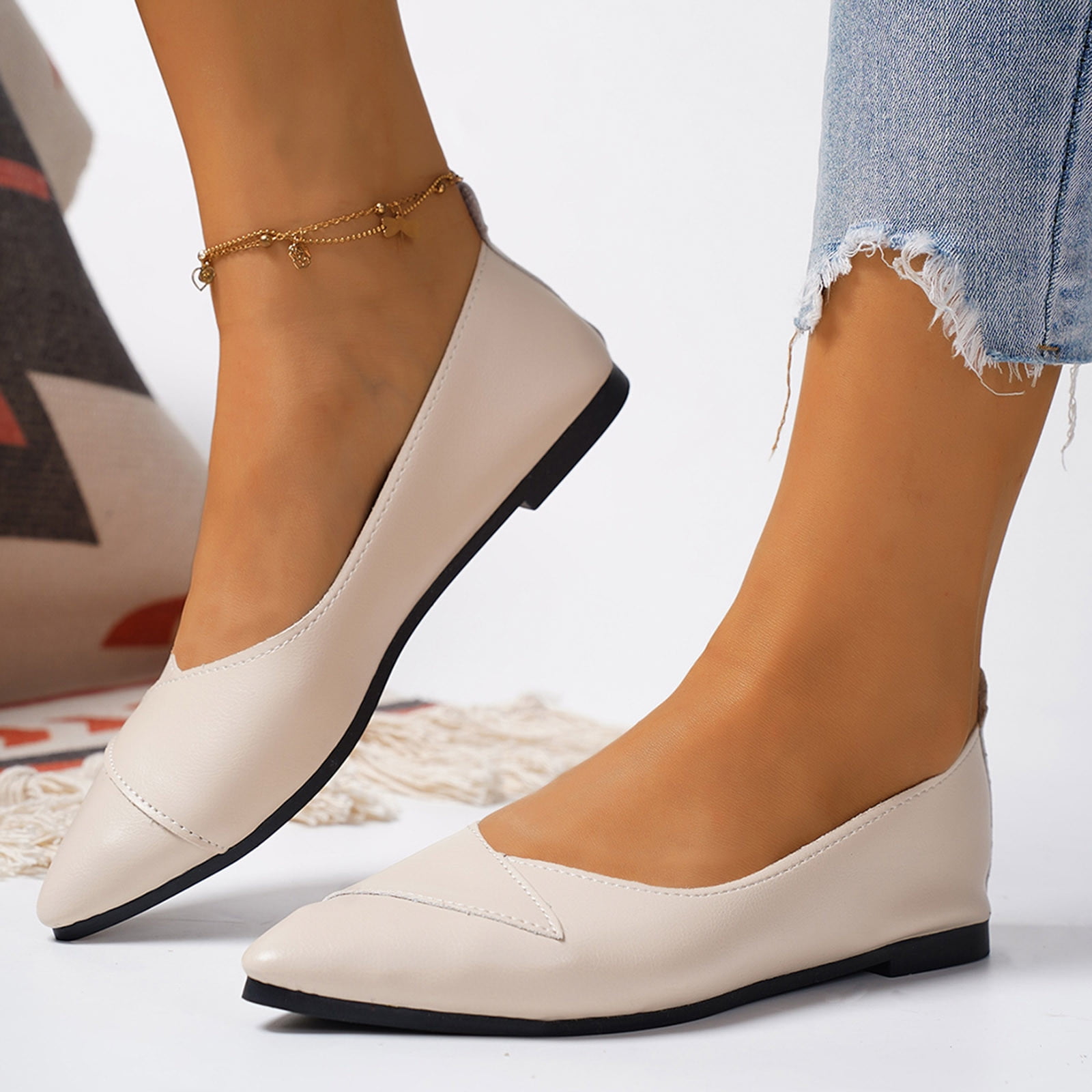 TOWED22 Chaussures Plates de Mariage pour Femmes avec Perles