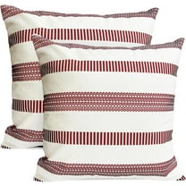 Decorative Throw Pillow Covers Set of 2 Wine Red pillow covers 20x20 inch Throw Pillows Linen Square Pillow Case,Farmhouse Outdoor Modern Boho Striped Pillow Covers for Couch Sofa Living Room