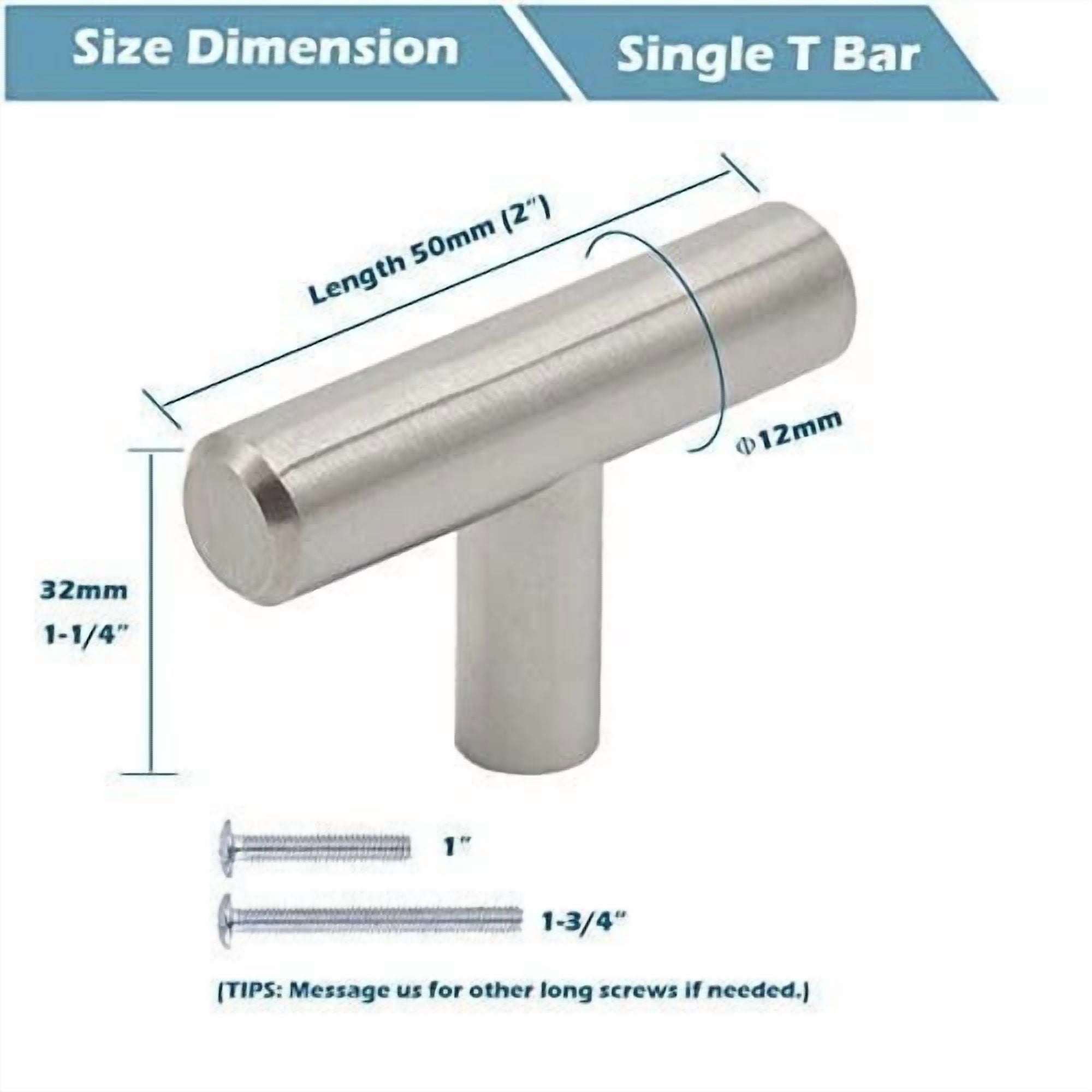 30 Pcs Stainless Steel Satin Nickel Finish 2 inch Kitchen Cabinet Handles T Bar Drawer Pulls