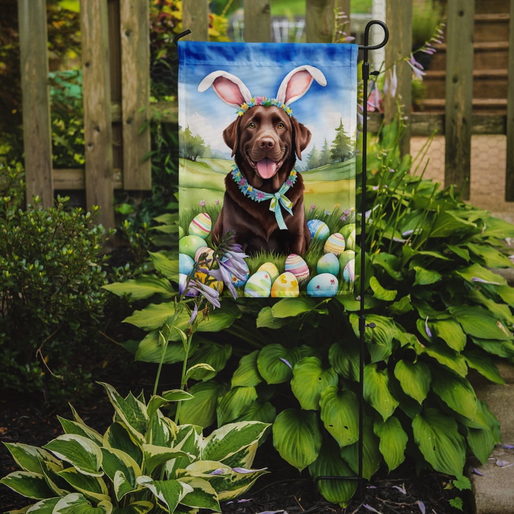 Chocolate Labrador Retriever Easter Egg Hunt Garden Flag 11.25 in x 15.5 in