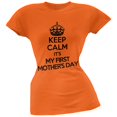 thumbnail image 1 of Keep Calm First Mother's Day Orange Juniors Soft T-Shirt, 1 of 1