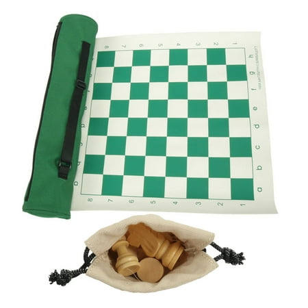 Foldable Chess Leather Chessboard Set Roll-up Travel Chess Set in Carry Tube with Shoulder Strap Great Beginner Chess Set