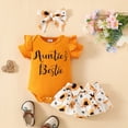 thumbnail image 2 of TOWED22 Newborn Infant Baby Girl 2 Piece Summer Outfits Tank Romper Top + Ruffle Bloomer Shorts Set Clothes Orange,0-3 M, 2 of 8