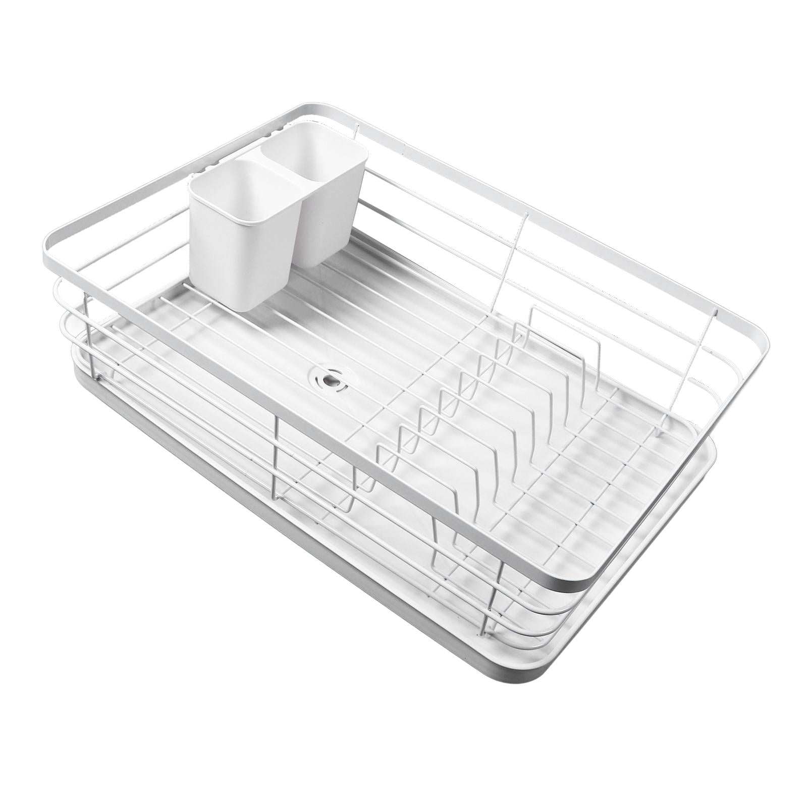 M Buder Space‑Saving Metal Dish Drying Rack with Drainboard – 16.9” Long, Durable, Non‑Slip, Multi‑Size Capacity for Kitchen Counter