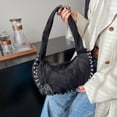 thumbnail image 6 of SPEKSEE Deerskin Velvet Studded Shoulder Bag Rivet Frosted Underarm Bag Y2K Fashion Hobo Bag for Shopping Travel Work, 6 of 9