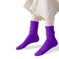 thumbnail image 3 of COUVER Womens Slouch Socks Cotton Stretch Crew Length, Purple, 9-11, 1 Pair, 3 of 7