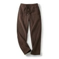 thumbnail image 2 of Mens Jogger Pants Fleece Lined Winter Casual Fall Solid Color Elastic Waist Tie Full Length Pants Coffee, 2 of 3