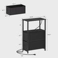 thumbnail image 2 of Small Narrow End Table with Charging Station, Side Table with Outlets, Nightstand with 2 Cloth Drawers, Couch Table, Black, 2 of 6