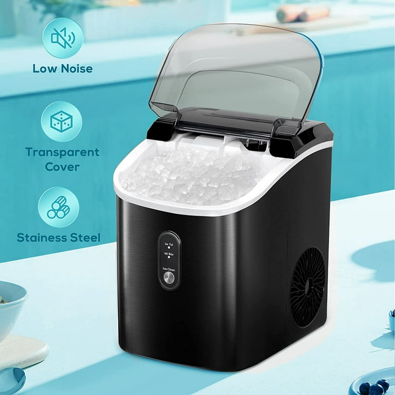 LHRIVER Nugget Ice Maker Countertop, 33lbs/24H with Self-Cleaning Function, Portable  Sonic Ice Machine for Home/Office/Party-Black 