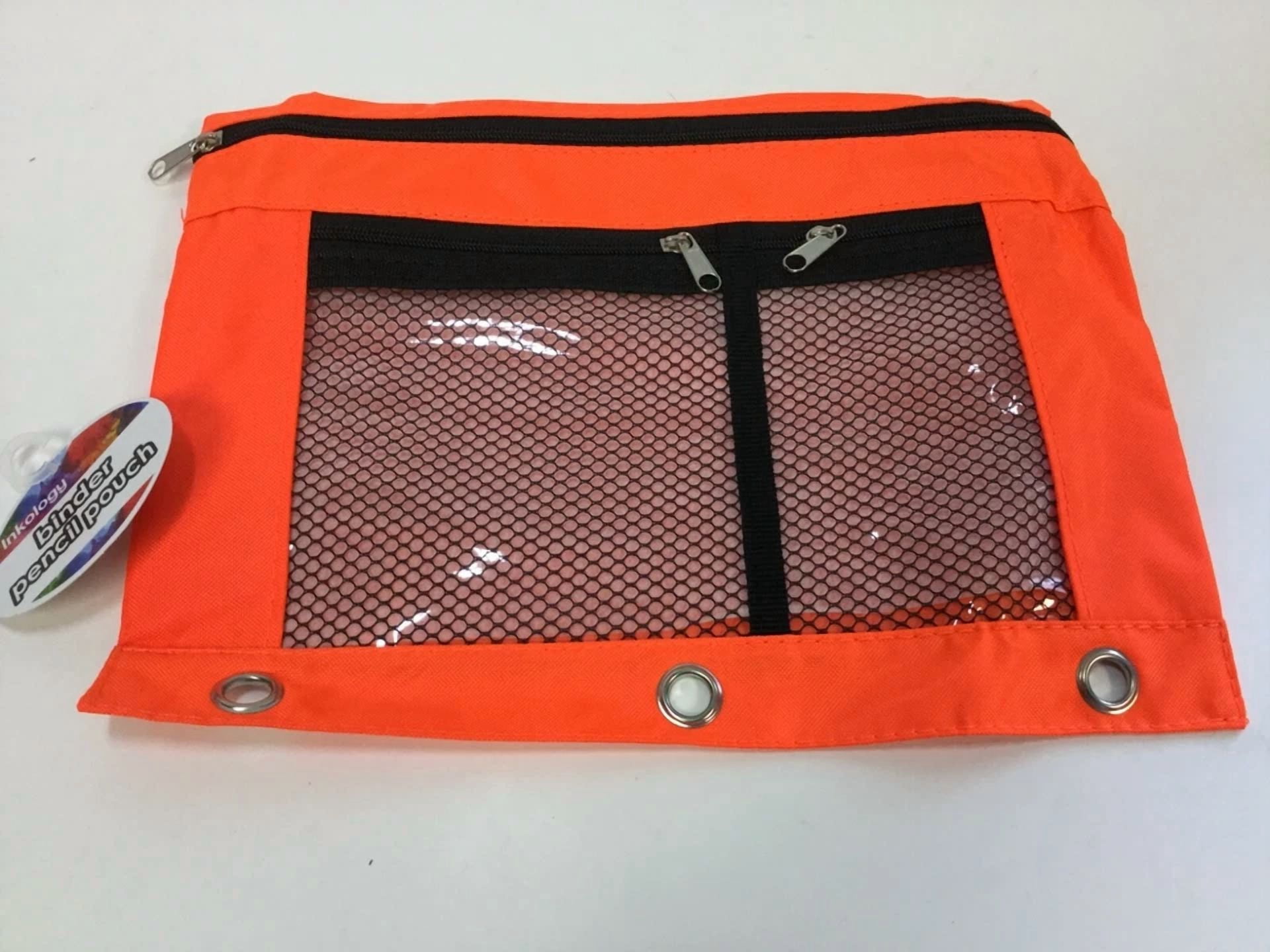 Inkology Pencil Binder Pouch For 3 Ring Binder W/ Zipper & Clear Window, 3/Pack