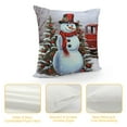 thumbnail image 4 of Fenyluxe Snowman Christmas Tree Red Truck Pillow Cushion Covers Zipper Closure Winter Short Plush 1PC 12x12in, 4 of 5