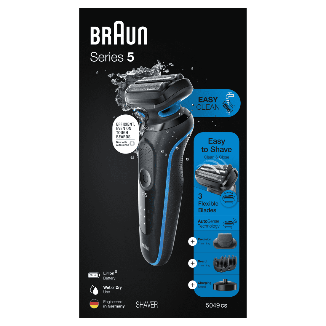 Braun Series 5 5140s Men's Electric Foil Shaver, Wet and Dry