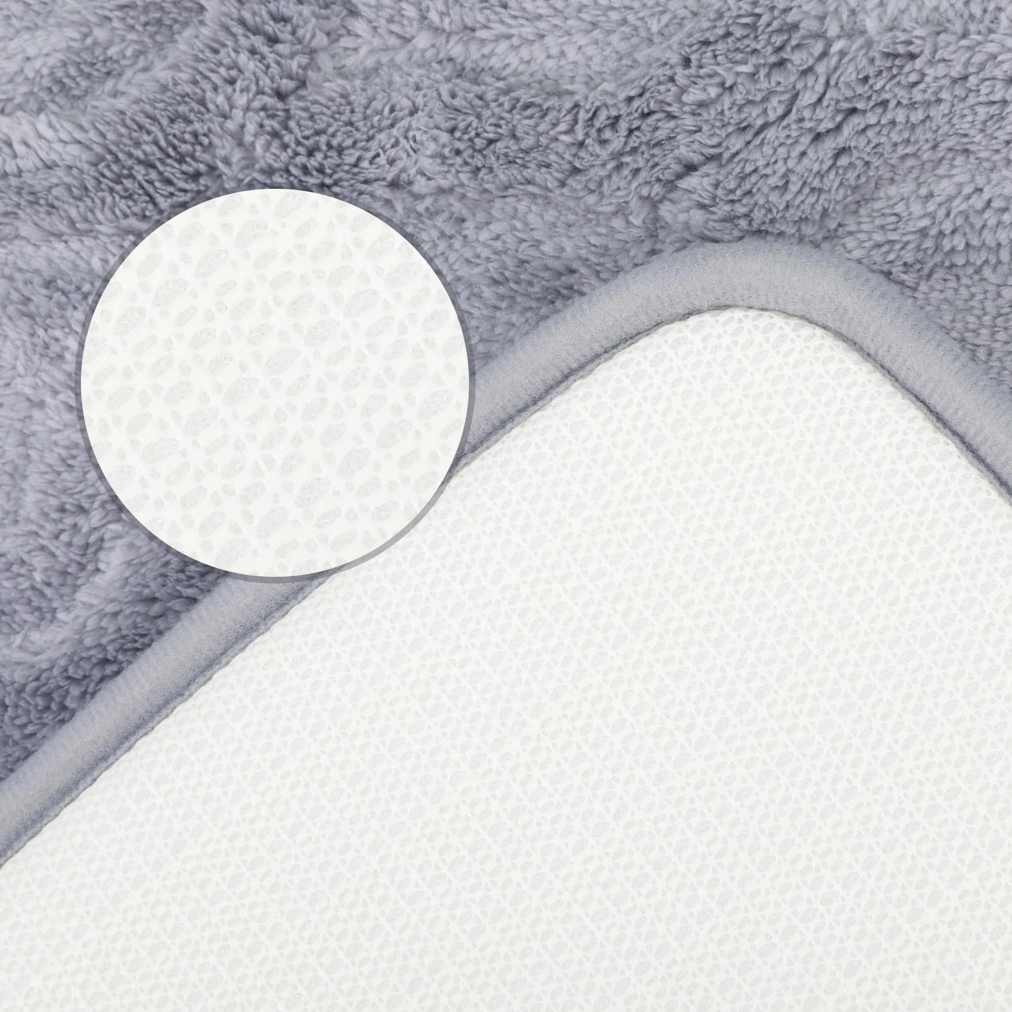 Unique Bargains Bathroom Rug Soft Non Slip Washable Mat Grey 20" x 32"