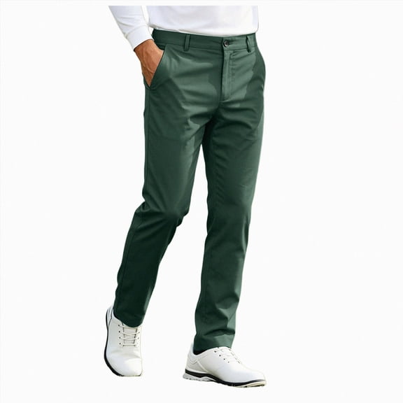 COMVALUE Men's Chinos Casual Business Dress Pants Slim Fit Skinny Stretch Flat-Front Lightweight Comfort Slacks with Pockets (Green, 3XL)