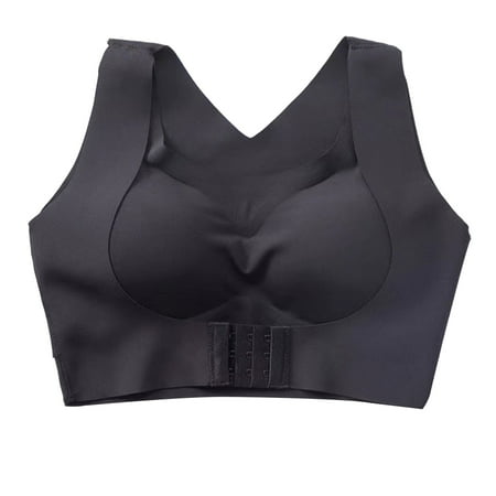 

Wireless Underwear Female Gathered Body Shaping Chest Vest Correction Humpback Shockproof Sports Bra M Black