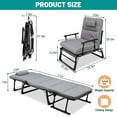 thumbnail image 4 of Slsy Folding Chair for Bedroom and Living Room, 3 in 1 Folding Lounge Chair with Removable Cushion for Indoor Outdoor, Folding Cots Sleeping Cots for Adults, 4 of 10