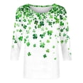 thumbnail image 5 of POTETI St. Patrick's Day Shirts for Plus Size Women Clover 3/4 Sleeve Crew Neck Shirt Tops, 5 of 5