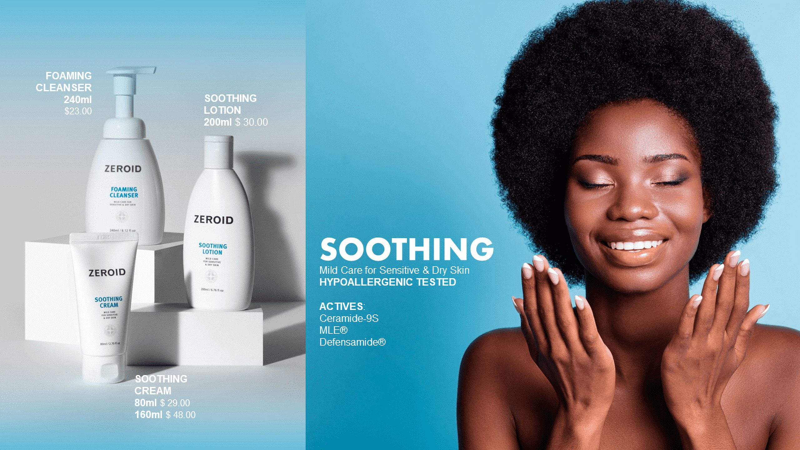 ZEROID Soothing Cream | Professional Care | K-Beauty | Soothing | Calming | 2.7 Fl Oz (80ml)