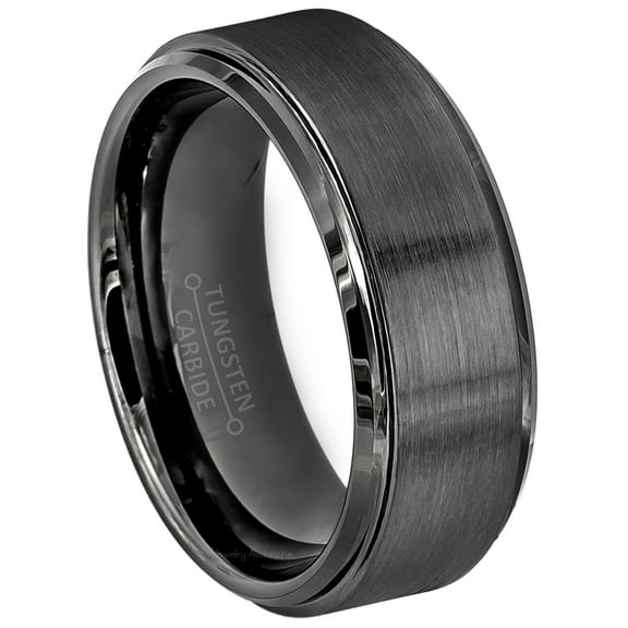 Mens Gunmetal Tungsten Wedding Band, 8mm Comfort Fit Tungsten Carbide Ring JATN616Ns13