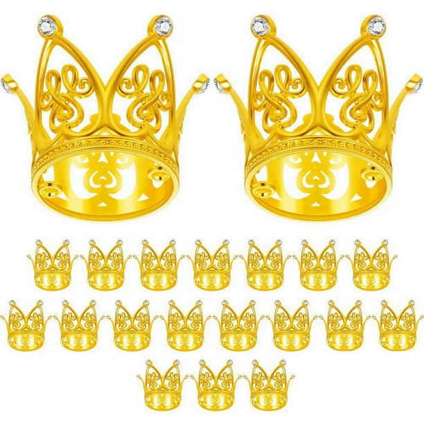 Symkmb 20Pcs Crown Cake Topper Mini Baby Crown Gold Crown Cupcake