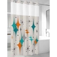 thumbnail image 4 of Teal Orange Boho No Hook Shower Curtain Waterproof, Bathroom Curtains with Snap in Liners and See Through Top Window, Middle Century Geometric Abstract Hotel Style Bathtub Curtains Shower 36"Wx72"L, 4 of 8