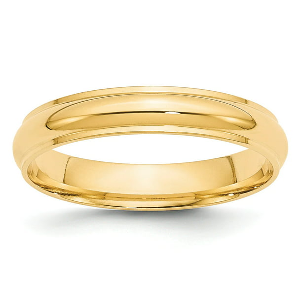 Finest Gold 4 mm 14K Yellow Gold Half Round with Edge Band, Size 10 ...