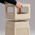 thumbnail image 2 of Pemberly Row Plastic Trash Cans with Recessed Panel Receptacles - Tan, 2 of 7
